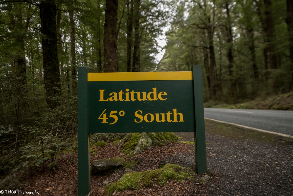 Latitude 45' South sign